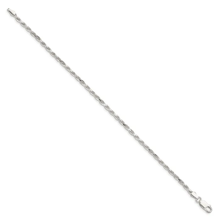 Rings TreasureFineJewelers Sterling Silver 25mm Diamondcut Rope Chain