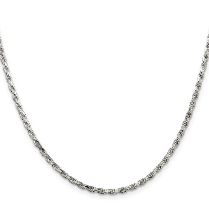 Rings TreasureFineJewelers Sterling Silver 25mm Diamondcut Rope Chain