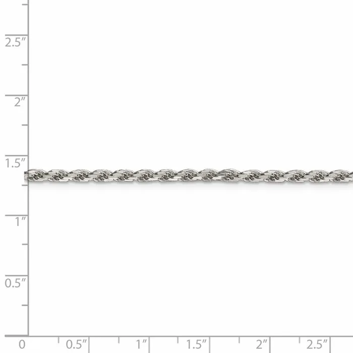 Rings TreasureFineJewelers Sterling Silver 25mm Diamondcut Rope Chain