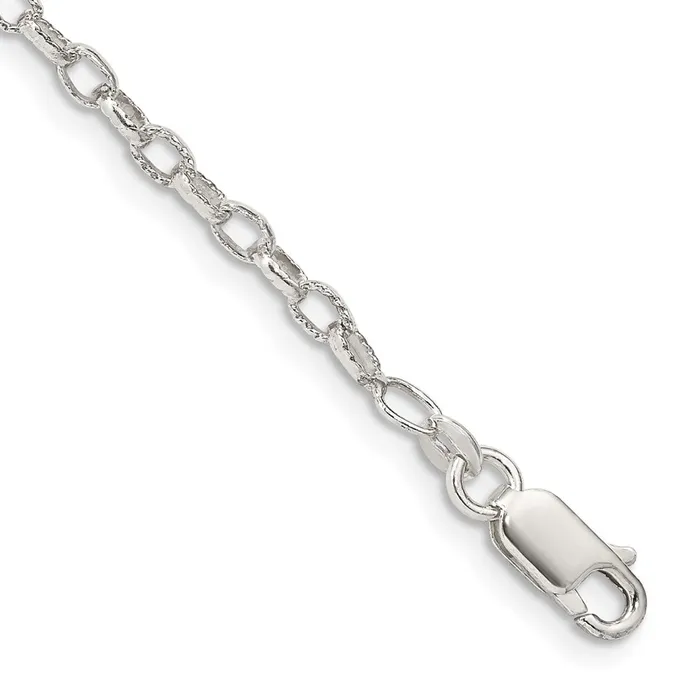 Rings TreasureFineJewelers Sterling Silver 3mm Fancy Patterned Rolo Chain