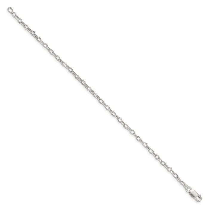Rings TreasureFineJewelers Sterling Silver 3mm Fancy Patterned Rolo Chain