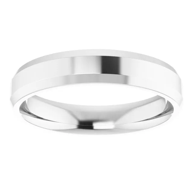 Rings TreasureFineJewelers Sterling Silver 4 mm Beveled Edge Comfort Fit Light Band