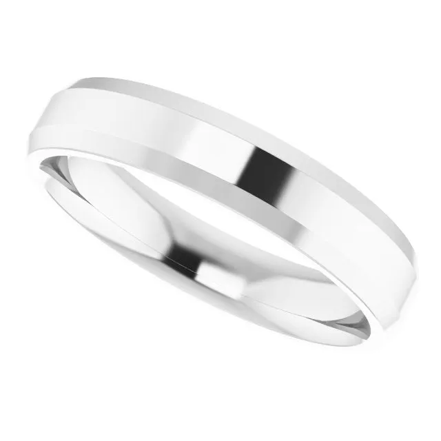 Rings TreasureFineJewelers Sterling Silver 4 mm Beveled Edge Comfort Fit Light Band