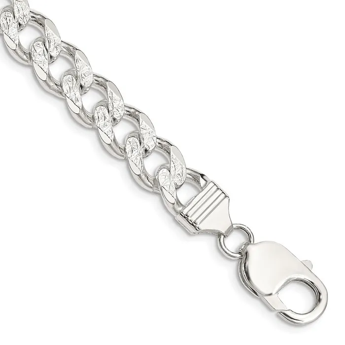 Rings TreasureFineJewelers Sterling Silver 915mm Pav Curb Chain