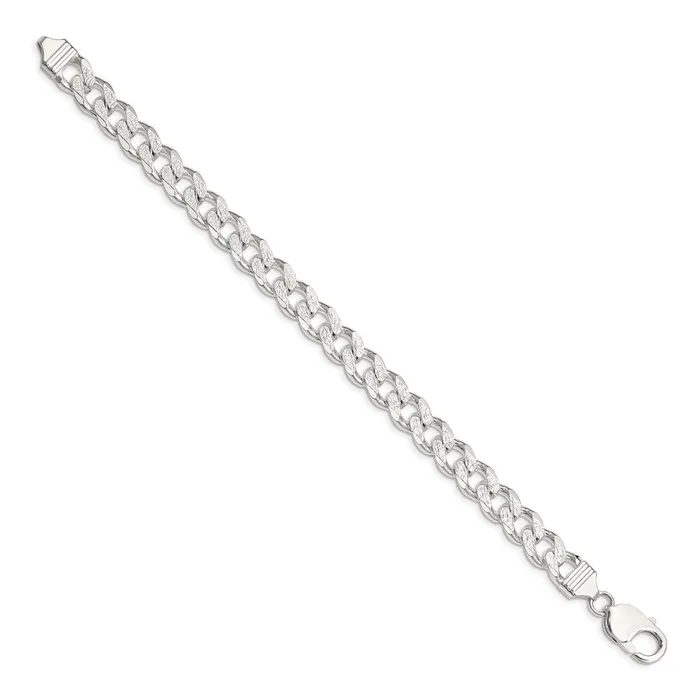 Rings TreasureFineJewelers Sterling Silver 915mm Pav Curb Chain