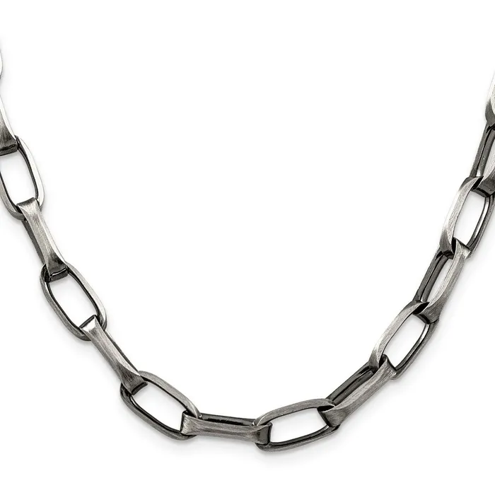 Rings TreasureFineJewelers Sterling Silver Antiqued 8mm Elongated Open Link Chain