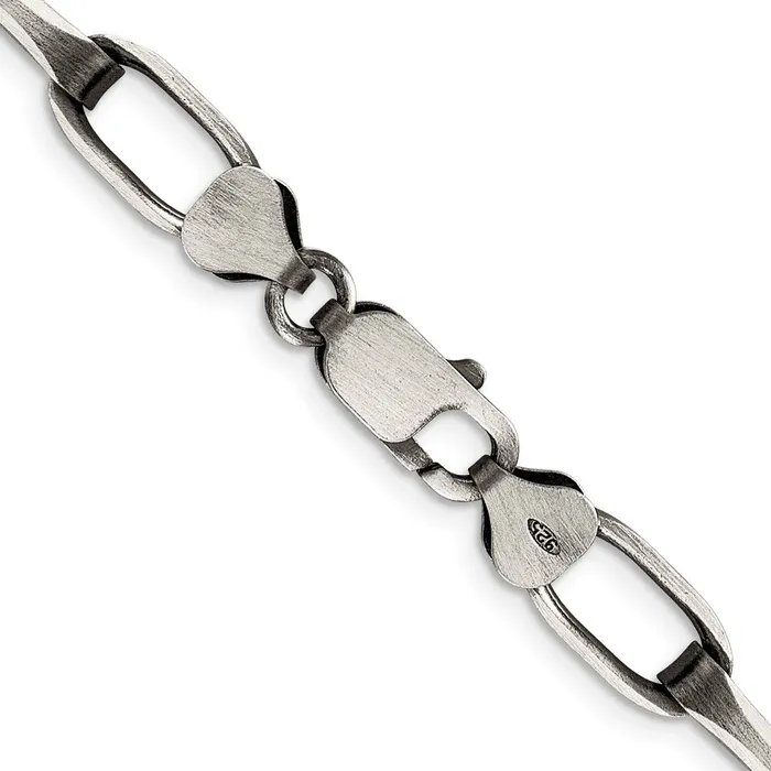 Rings TreasureFineJewelers Sterling Silver Antiqued 8mm Elongated Open Link Chain