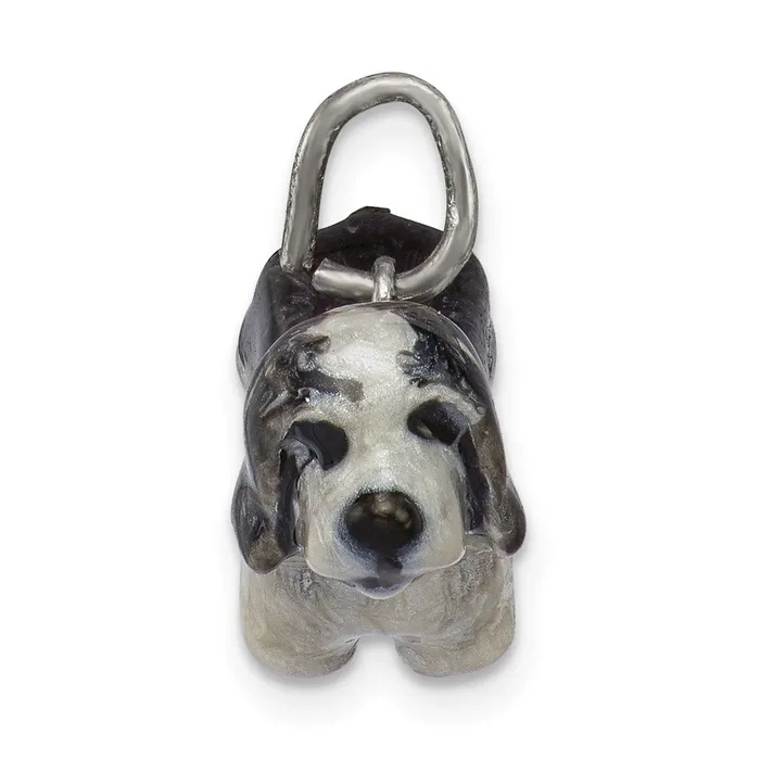 Rings TreasureFineJewelers Sterling Silver Enameled Bearded Collie Charm