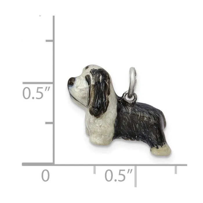 Rings TreasureFineJewelers Sterling Silver Enameled Bearded Collie Charm