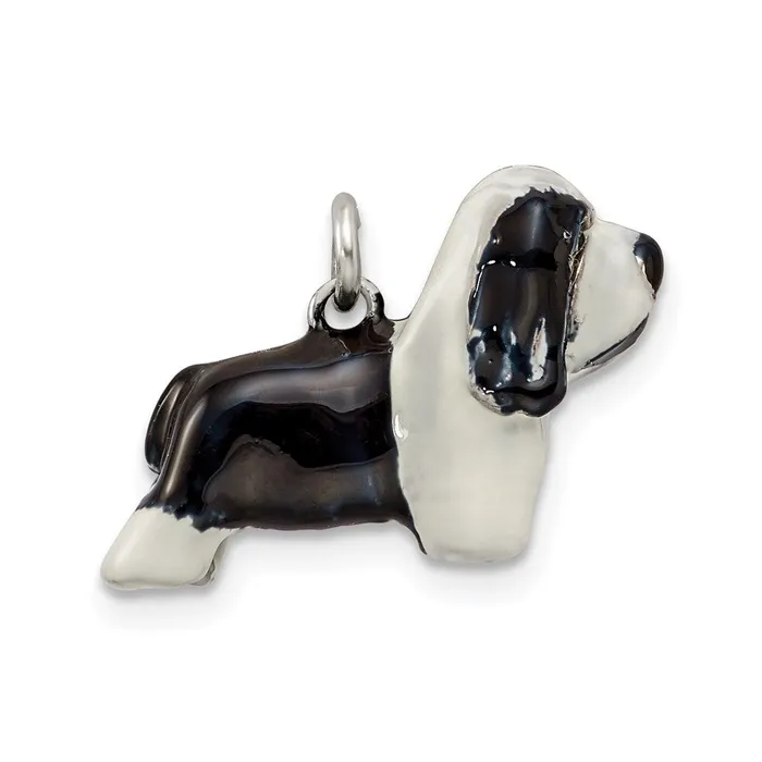 Rings TreasureFineJewelers Sterling Silver Enameled Bearded Collie Charm