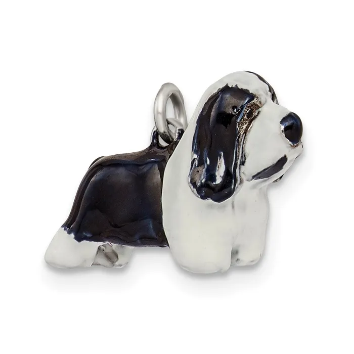 Rings TreasureFineJewelers Sterling Silver Enameled Bearded Collie Charm