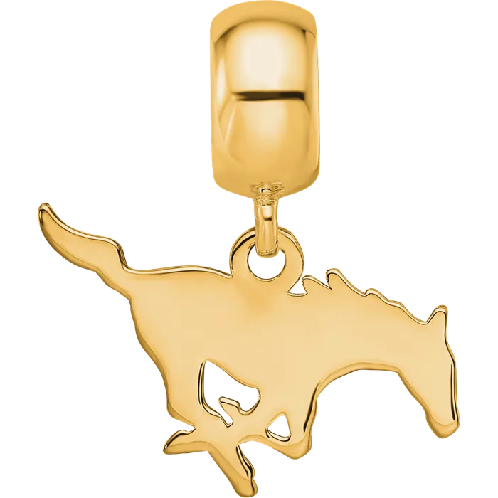 Rings TreasureFineJewelers Sterling Silver Goldplated LogoArt Southern Methodist University Mustang Small Dangle Bead Charm