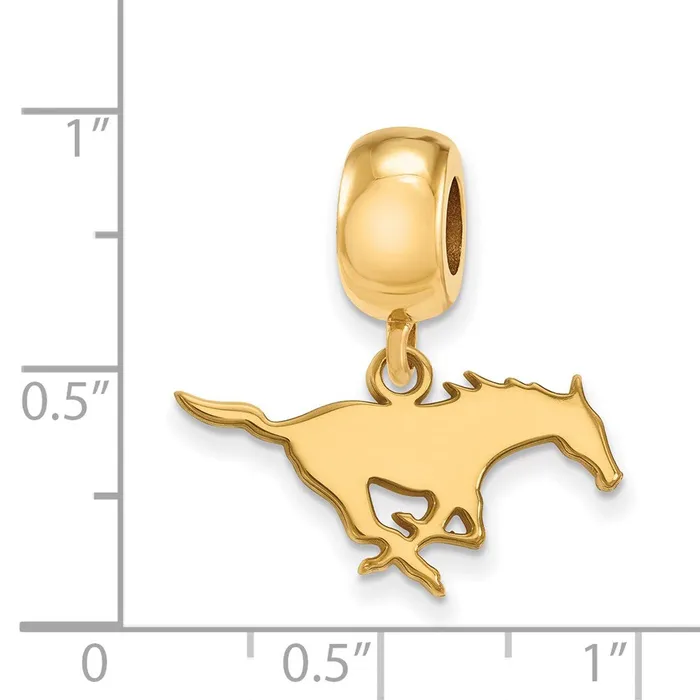Rings TreasureFineJewelers Sterling Silver Goldplated LogoArt Southern Methodist University Mustang Small Dangle Bead Charm