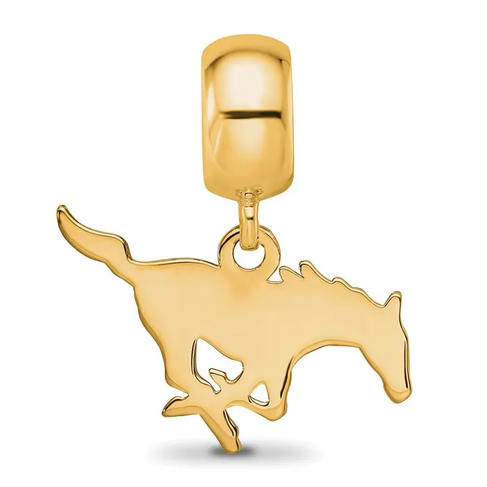 Rings TreasureFineJewelers Sterling Silver Goldplated LogoArt Southern Methodist University Mustang Small Dangle Bead Charm