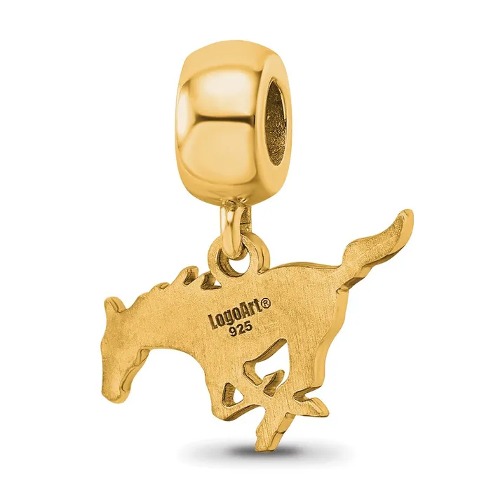 Rings TreasureFineJewelers Sterling Silver Goldplated LogoArt Southern Methodist University Mustang Small Dangle Bead Charm