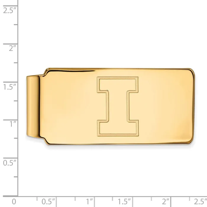 Rings TreasureFineJewelers Sterling Silver Goldplated University of Illinois Letter I Money Clip