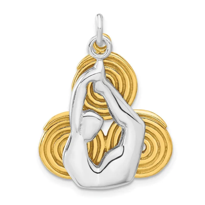 Rings TreasureFineJewelers Sterling Silver Goldtone Yoga Pendant
