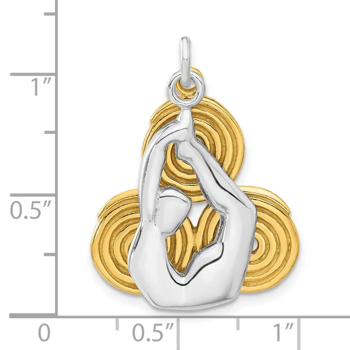 Rings TreasureFineJewelers Sterling Silver Goldtone Yoga Pendant