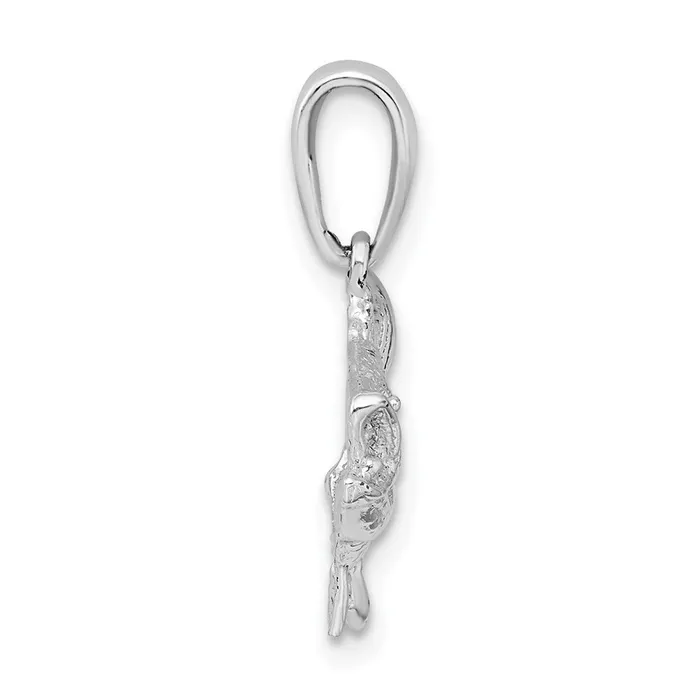 Rings TreasureFineJewelers Sterling Silver Polished Open Mouth Bass Fish Pendant