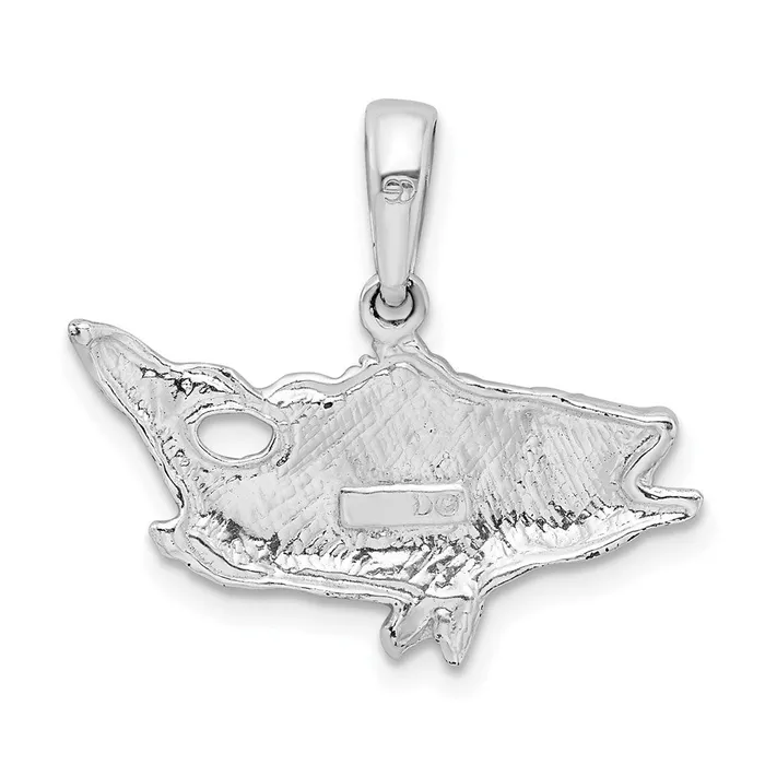 Rings TreasureFineJewelers Sterling Silver Polished Open Mouth Bass Fish Pendant