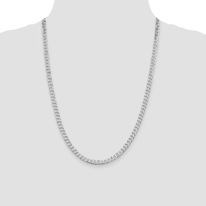 Rings TreasureFineJewelers Sterling Silver Rhodiumplated 5mm Beveled Curb Chain