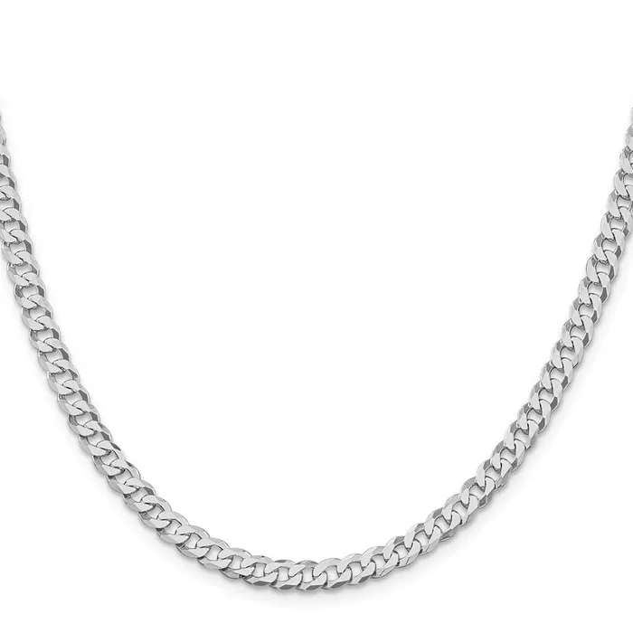 Rings TreasureFineJewelers Sterling Silver Rhodiumplated 5mm Beveled Curb Chain