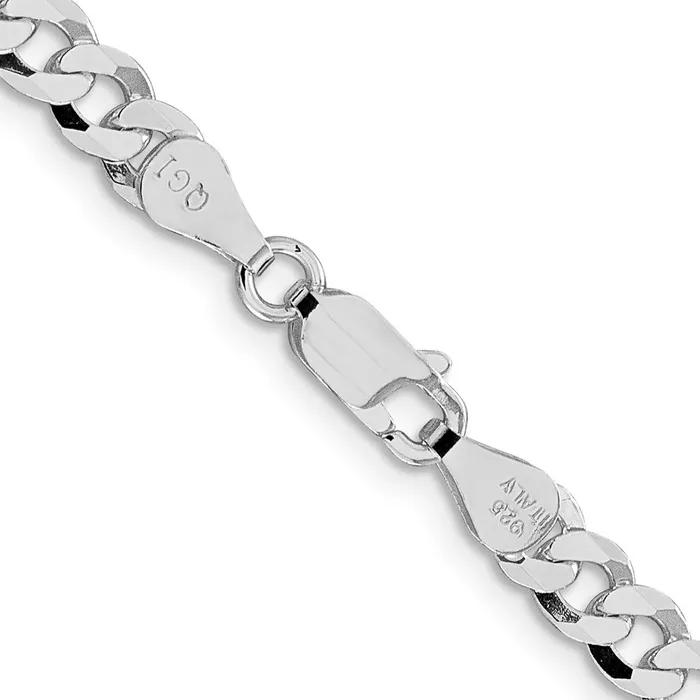 Rings TreasureFineJewelers Sterling Silver Rhodiumplated 5mm Beveled Curb Chain