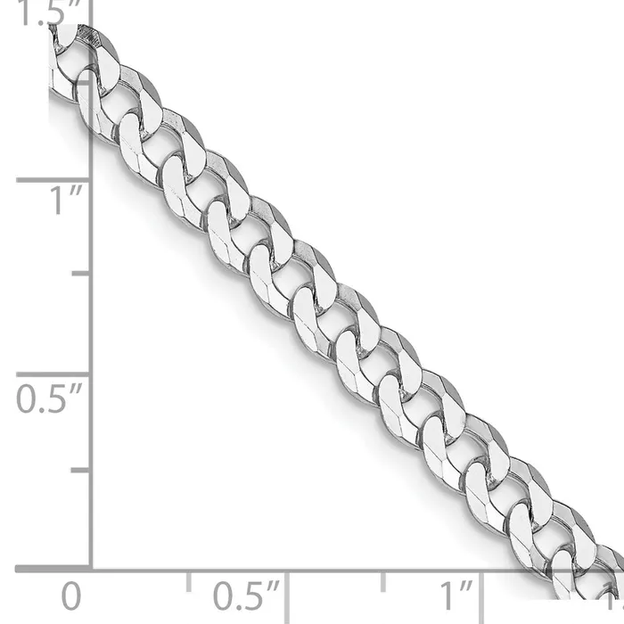 Rings TreasureFineJewelers Sterling Silver Rhodiumplated 5mm Beveled Curb Chain