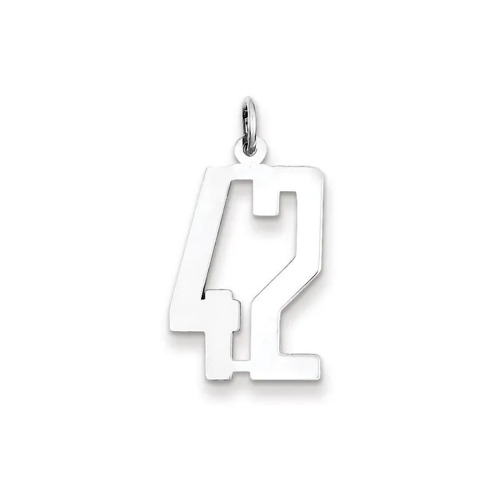 Rings TreasureFineJewelers Sterling SilverRhodiumplated Elongated Number 42 Charm Rings TreasureFineJewelers Sterling SilverRhodiumplated Elongated Number 42 Charm