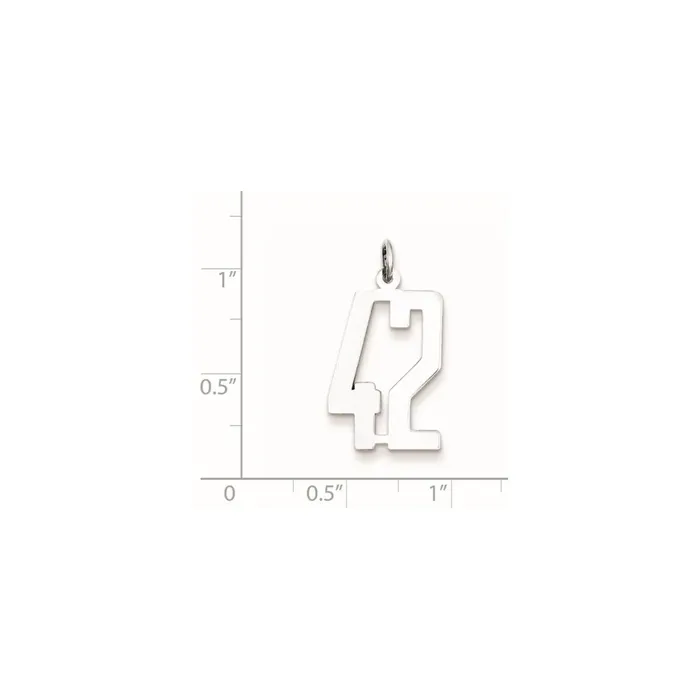 Rings TreasureFineJewelers Sterling SilverRhodiumplated Elongated Number 42 Charm