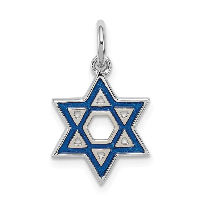 Rings TreasureFineJewelers Sterling Silver Rhodiumplated Enameled Blue Star of David Charm Rings TreasureFineJewelers Sterling Silver Rhodiumplated Enameled Blue Star of David Charm