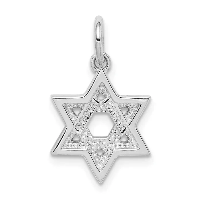 Rings TreasureFineJewelers Sterling Silver Rhodiumplated Enameled Blue Star of David Charm