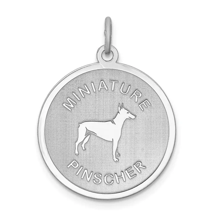 Rings TreasureFineJewelers Sterling Silver Rhodiumplated Miniature Pinscher Disc Charm Rings TreasureFineJewelers Sterling Silver Rhodiumplated Miniature Pinscher Disc Charm