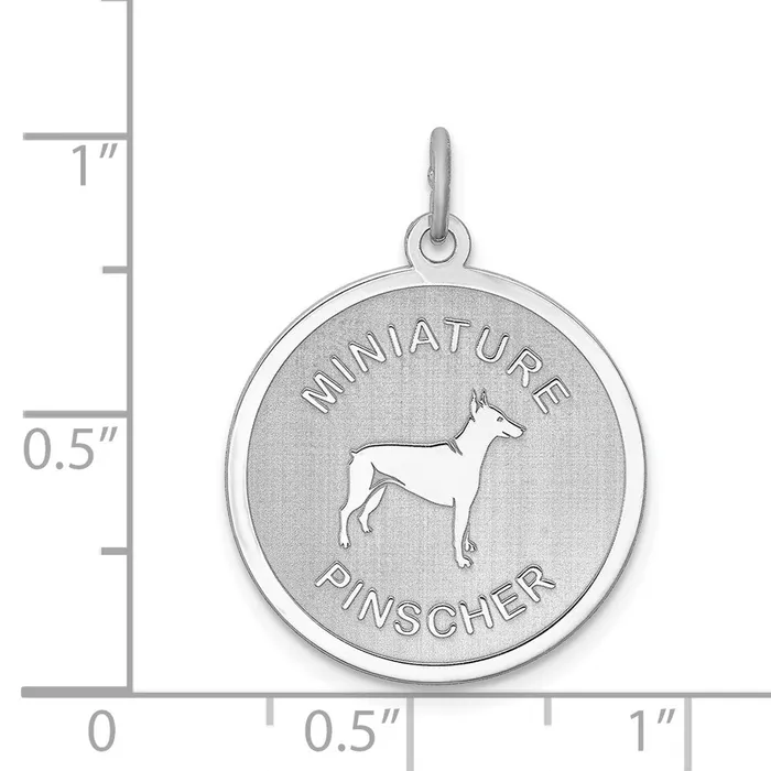 Rings TreasureFineJewelers Sterling Silver Rhodiumplated Miniature Pinscher Disc Charm