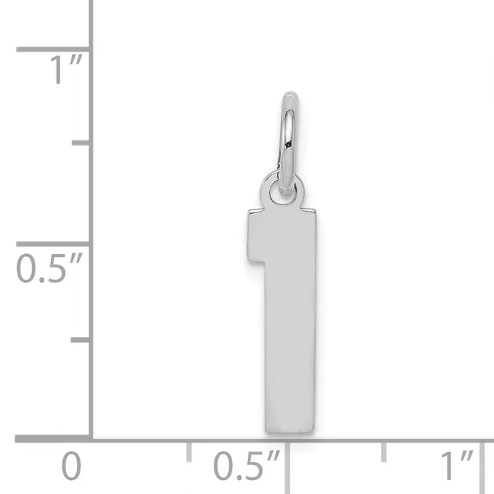 Rings TreasureFineJewelers Sterling SilverRhodiumplated Polished Number 1 Charm