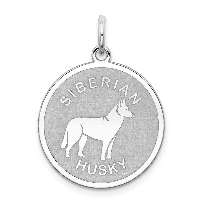 Rings TreasureFineJewelers Sterling Silver Rhodiumplated Siberian Husky Disc Charm Rings TreasureFineJewelers Sterling Silver Rhodiumplated Siberian Husky Disc Charm