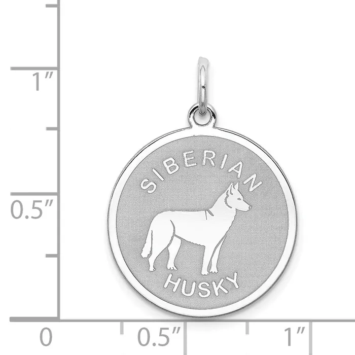 Rings TreasureFineJewelers Sterling Silver Rhodiumplated Siberian Husky Disc Charm