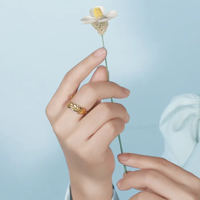 Rings Trendolla Jewelry 925 Silver Leaf Shape Open Ring