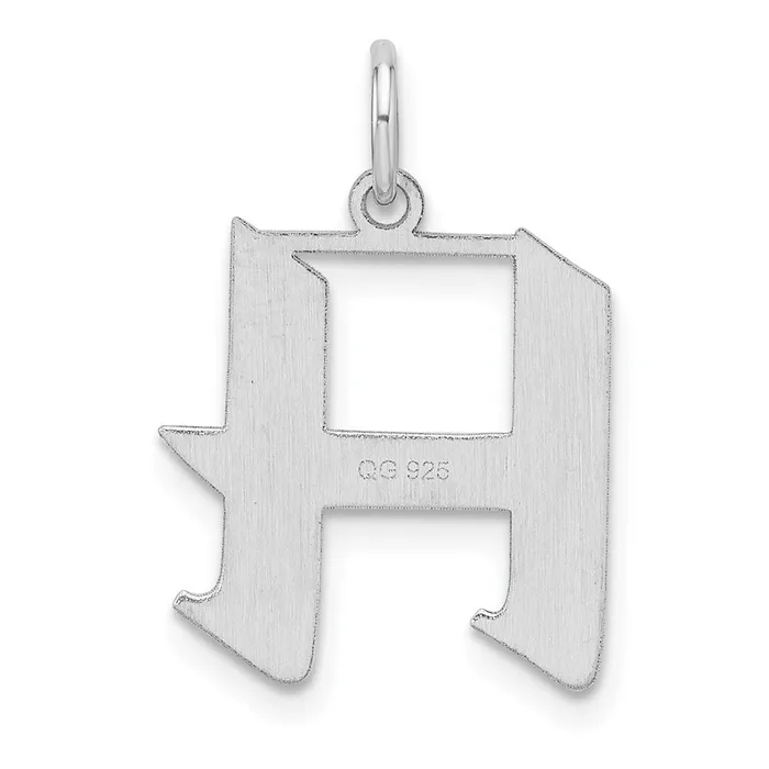 Small Sterling Silver Rhodiumplated Artisan Block Letter H Initial Charm TreasureFineJewelers Rings