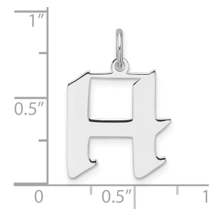 Small Sterling Silver Rhodiumplated Artisan Block Letter H Initial Charm TreasureFineJewelers Rings