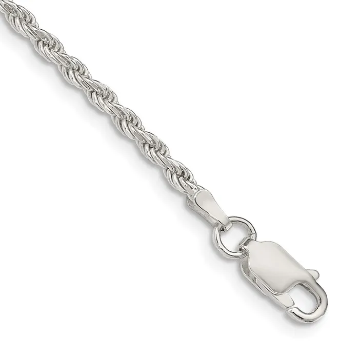 Sterling Silver 225mm Diamondcut Rope Chain Anklet TreasureFineJewelers Rings Sterling Silver 225mm Diamondcut Rope Chain Anklet TreasureFineJewelers Rings