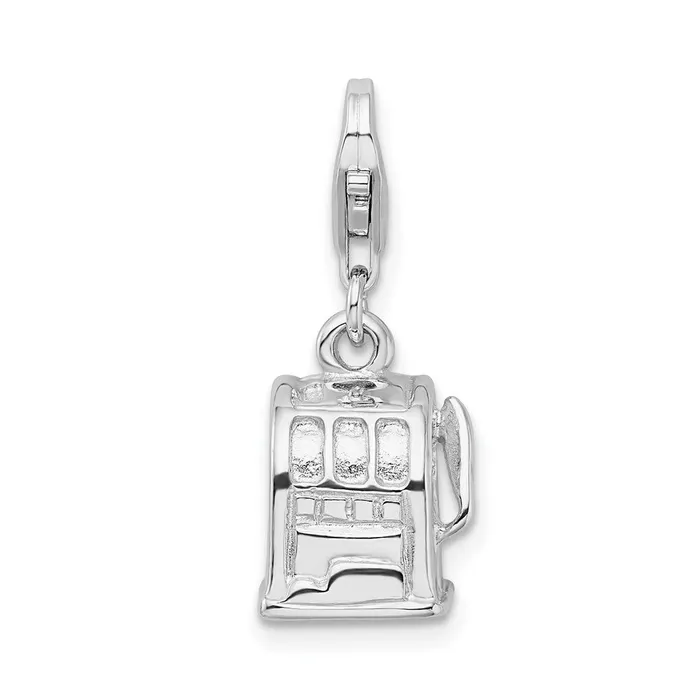 Sterling Silver Amore La Vita Rhodiumpl 3D Polished Slot Machine Charm TreasureFineJewelers Rings Sterling Silver Amore La Vita Rhodiumpl 3D Polished Slot Machine Charm TreasureFineJewelers Rings