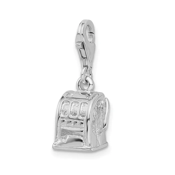 Sterling Silver Amore La Vita Rhodiumpl 3D Polished Slot Machine Charm TreasureFineJewelers Rings