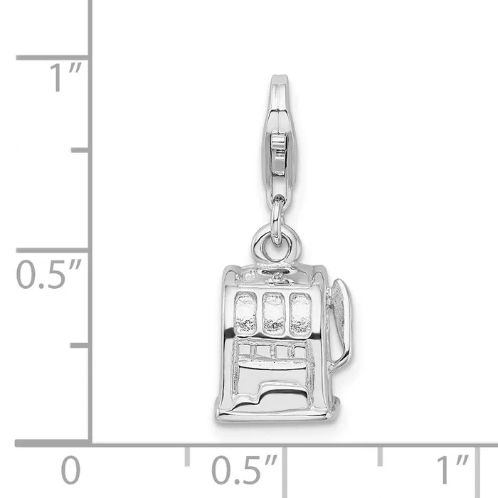 Sterling Silver Amore La Vita Rhodiumpl 3D Polished Slot Machine Charm TreasureFineJewelers Rings