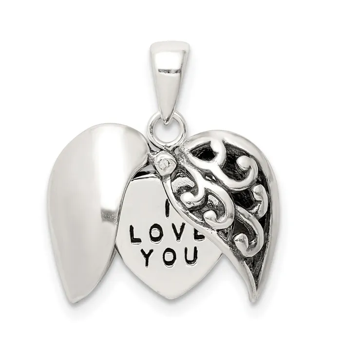 Sterling Silver Antiqued Moveable Heart Pendant TreasureFineJewelers Necklaces