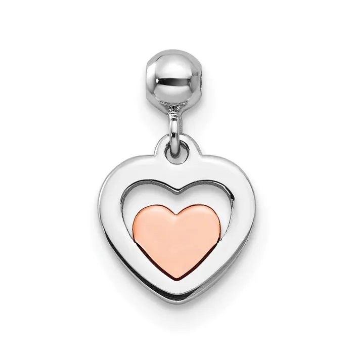 Sterling Silver Mio Memento Rhodium Rose Tone Dangle Heart Charm TreasureFineJewelers Rings Sterling Silver Mio Memento Rhodium Rose Tone Dangle Heart Charm TreasureFineJewelers Rings