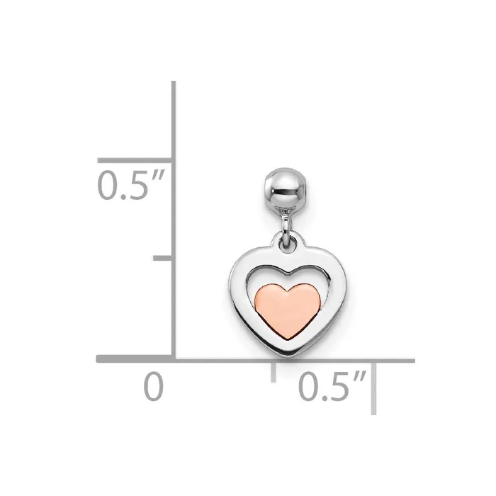 Sterling Silver Mio Memento Rhodium Rose Tone Dangle Heart Charm TreasureFineJewelers Rings