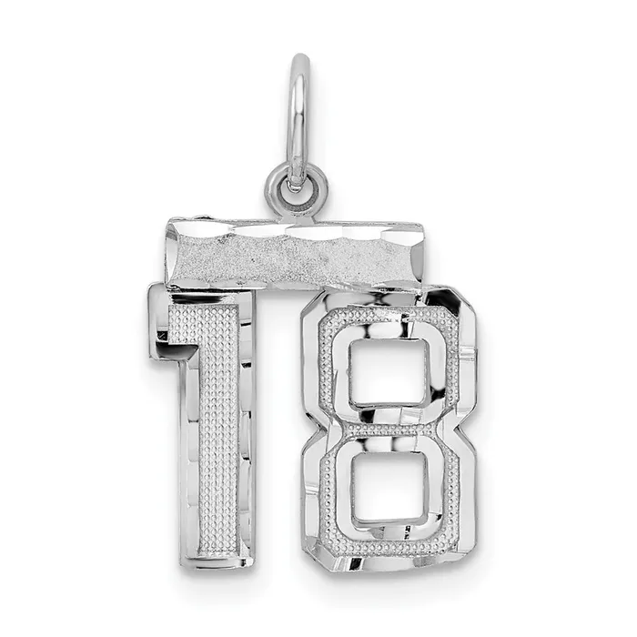 Sterling Silver Rhodiumplated Diamondcut 18 Charm TreasureFineJewelers Rings Sterling Silver Rhodiumplated Diamondcut 18 Charm TreasureFineJewelers Rings