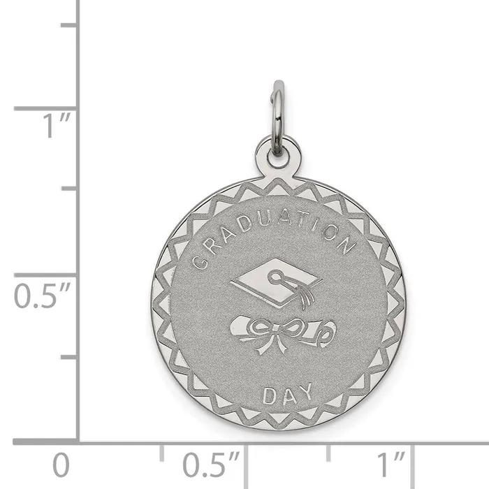 Sterling Silver Rhodiumplated Graduation Day Disc Charm TreasureFineJewelers Rings