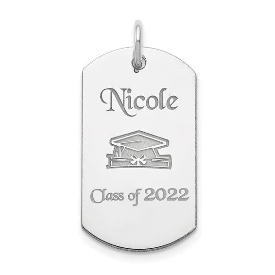 Sterling Silver Rhodiumplated Personalizable Graduation Dog Tag Charm TreasureFineJeweler Rings Sterling Silver Rhodiumplated Personalizable Graduation Dog Tag Charm TreasureFineJeweler Rings